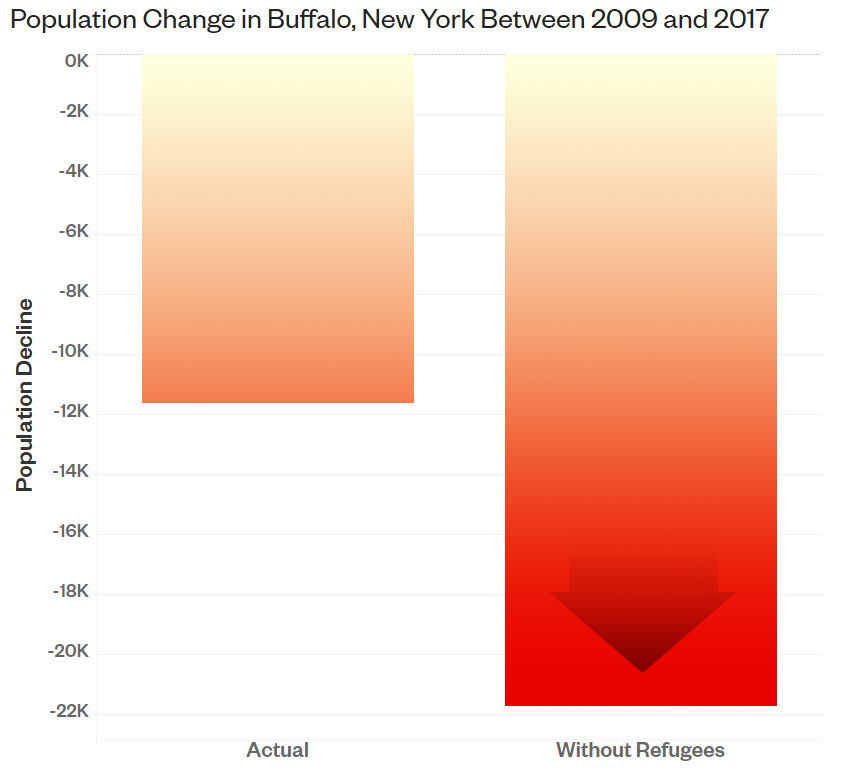 Graph of the population decline in Buffalo, NY 2009 - 2017