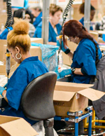 Workers on a factory line