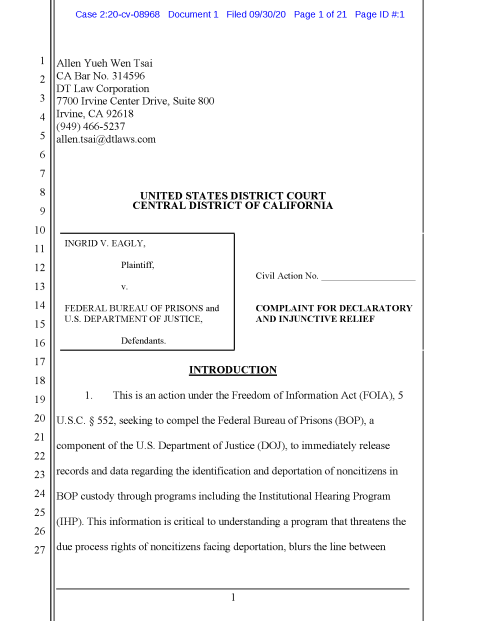 Council Files FOIA Lawsuit to Expose Immigration Enforcement in Federal Prisons