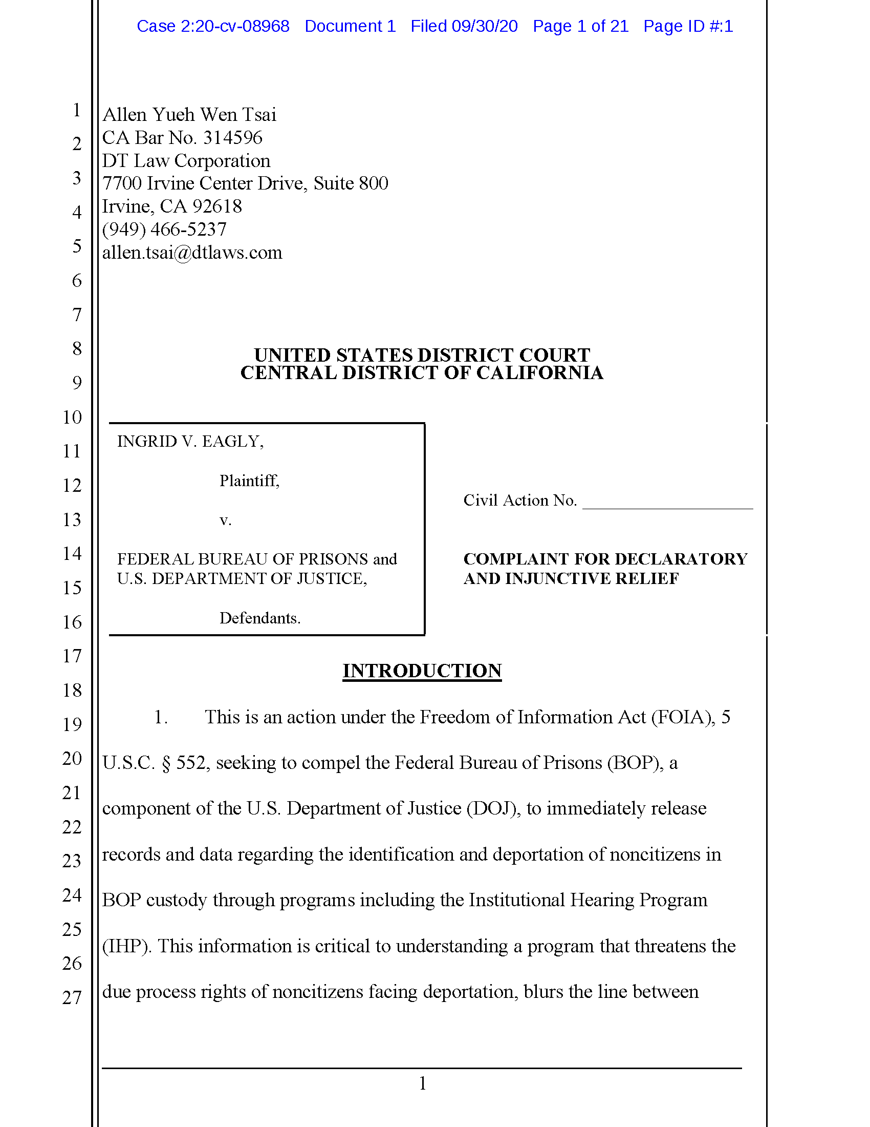 Council Files FOIA Lawsuit to Expose Immigration Enforcement in Federal Prisons