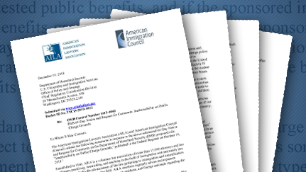 Comments Opposing “Public Charge” Plan